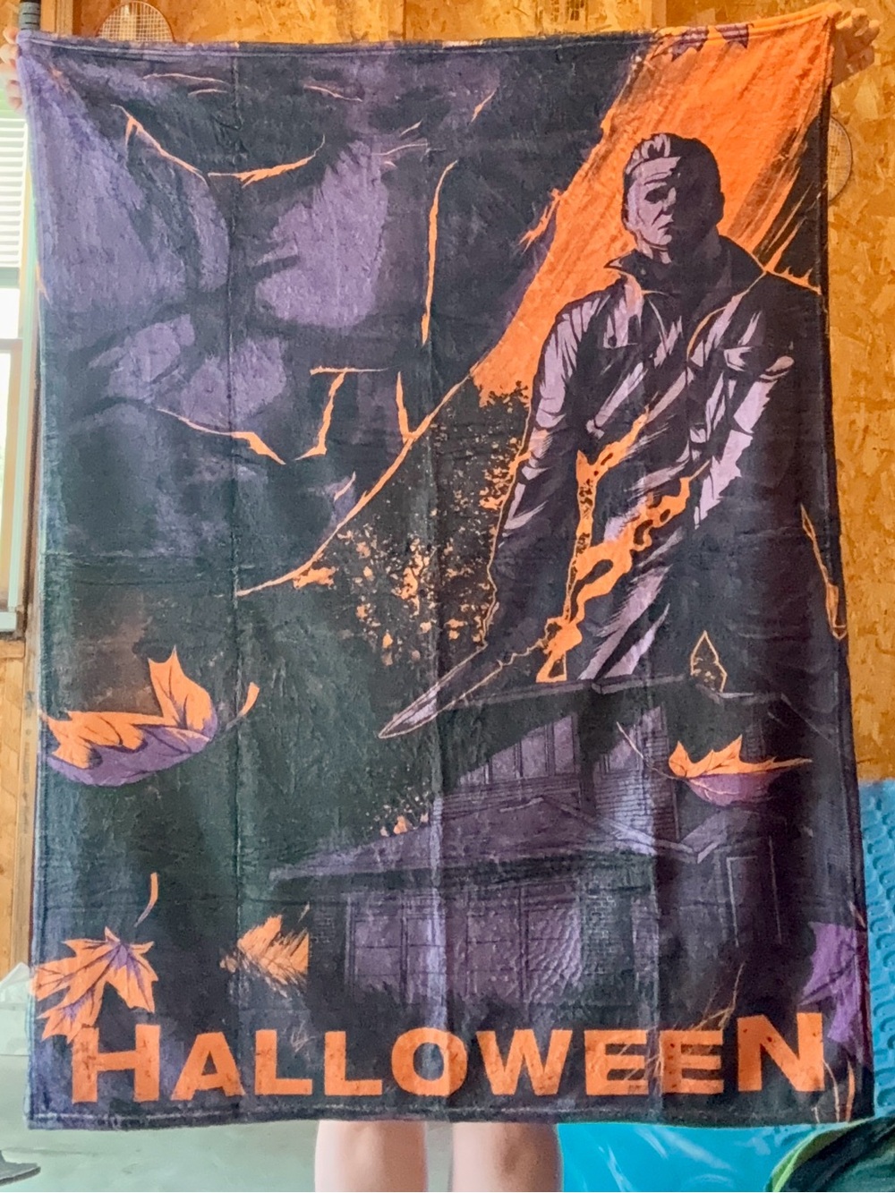 Halloween Graphic Throw Blanket in Black and Orange
